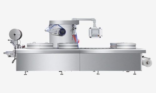 High-speed rollstock thermoforming vacuum packaging machine